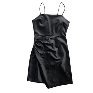 Altar'd State Womens S Black Faux Leather Sleeveless Mini Dress Party Grunge New